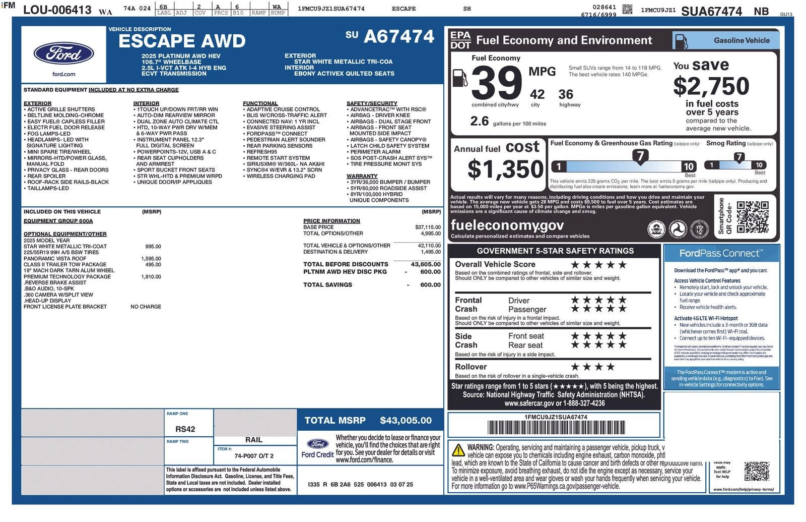 2025 Ford Escape Platinum