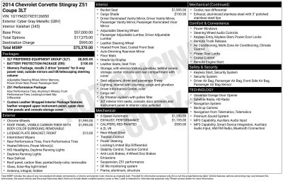 2014 Chevrolet Corvette Stingray Z51 3LT