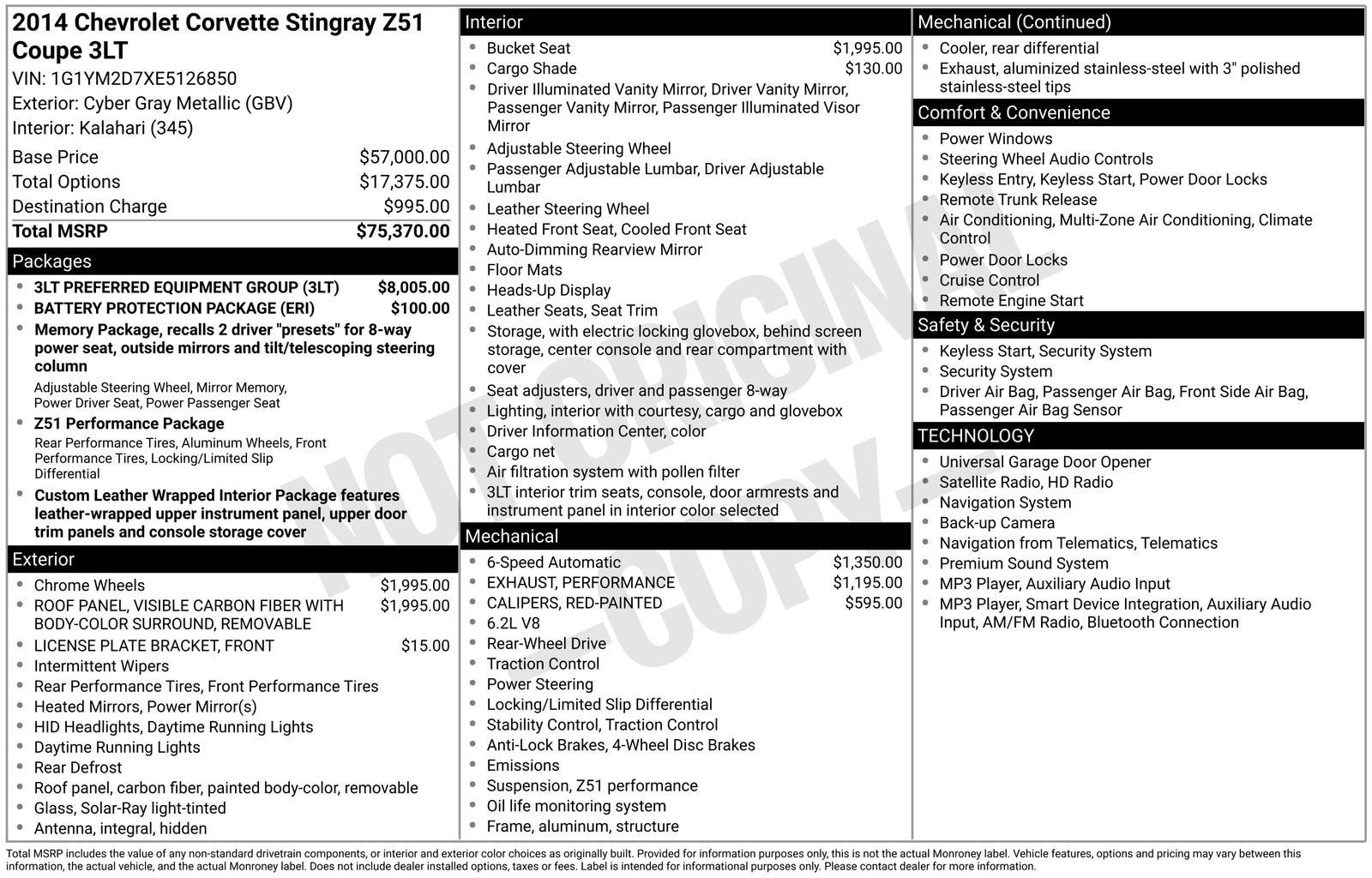 2014 Chevrolet Corvette Stingray Z51 3LT