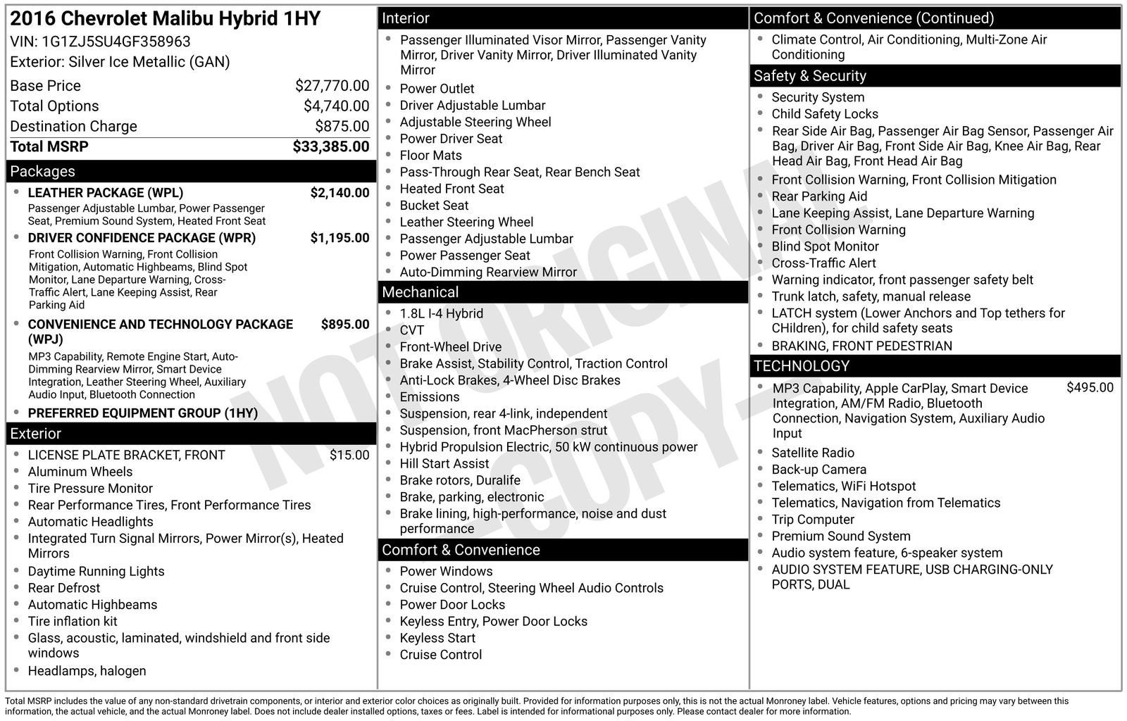 2016 Chevrolet Malibu Hybrid
