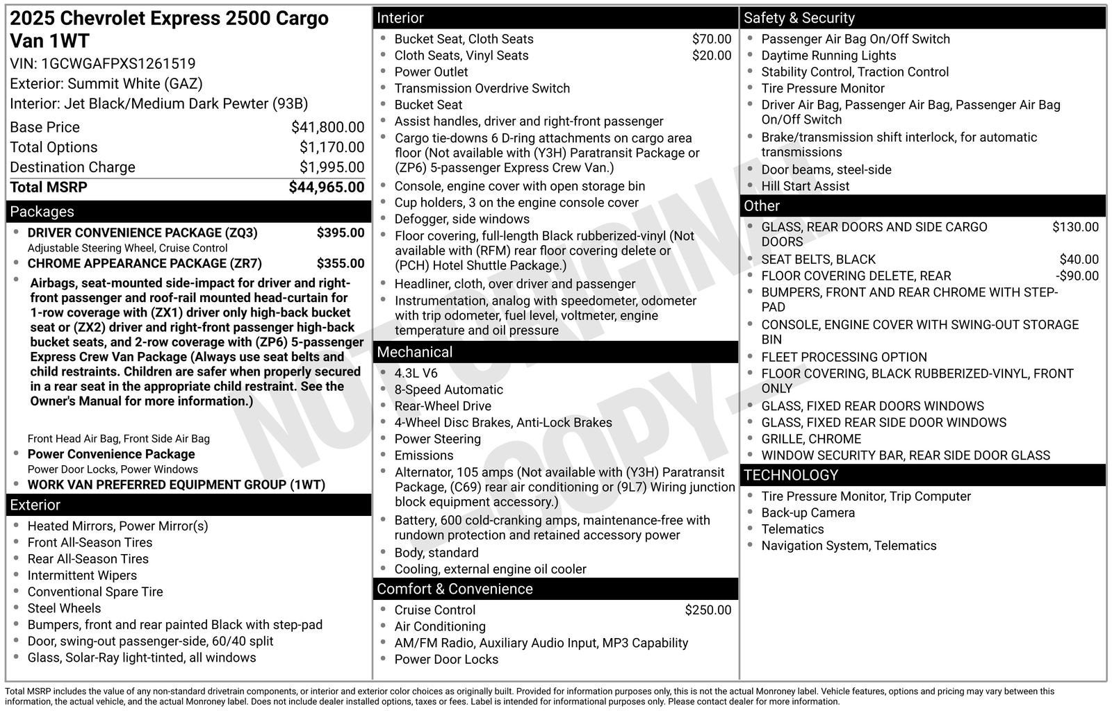 2025 Chevrolet Express Cargo WT