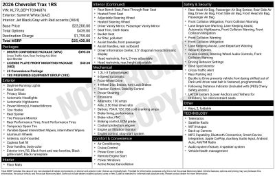 2026 Chevrolet Trax 1RS