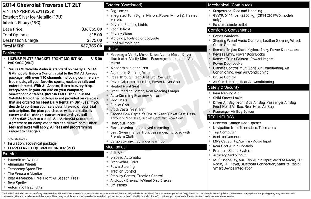 2014 Chevrolet Traverse 2LT 2LT