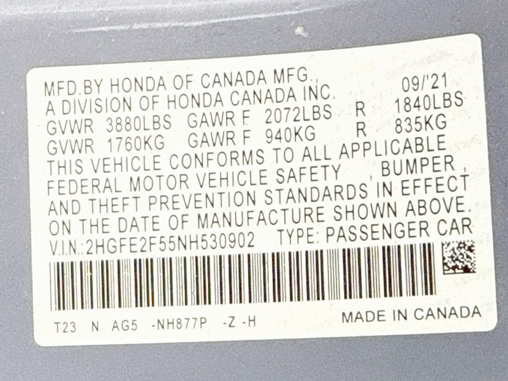 2022 Honda Civic Sport