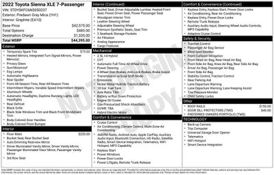 2022 Toyota Sienna XLE 7 Passenger