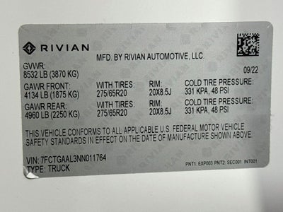 2022 Rivian R1T Launch Edition