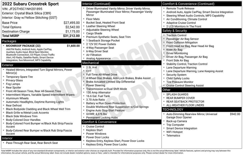 2022 Subaru Crosstrek Sport