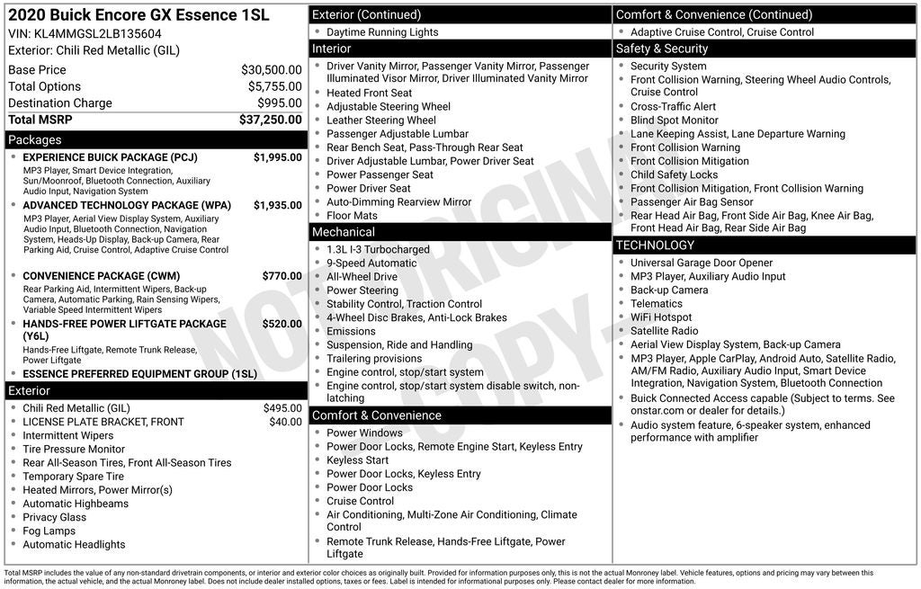 2020 Buick Encore GX Essence