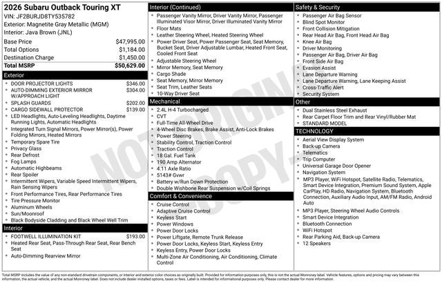 2026 Subaru Outback Touring XT