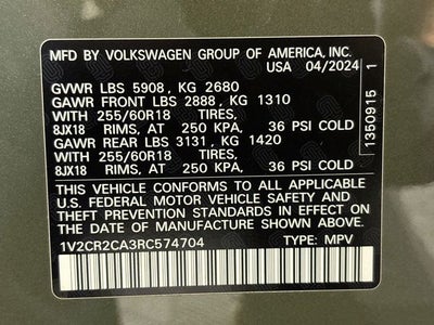 2024 Volkswagen Atlas 2.0T Peak Edition SE w/Technology