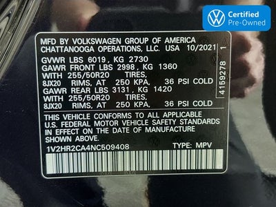 2022 Volkswagen Atlas 3.6L V6 SE w/Technology