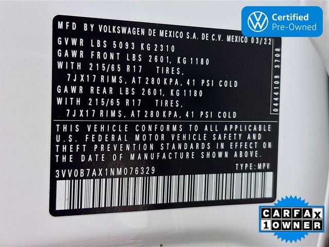 2022 Volkswagen Tiguan 2.0T S