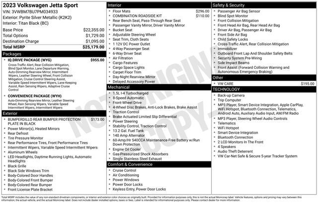 2023 Volkswagen Jetta 1.5T Sport