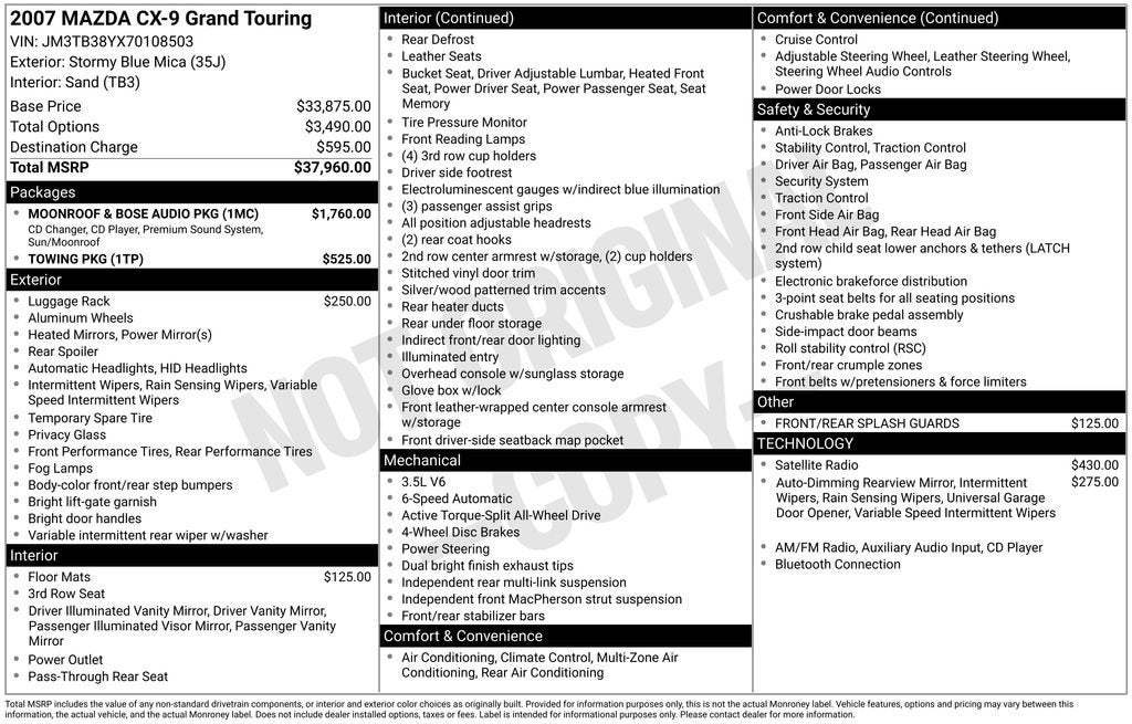 2007 Mazda Mazda CX-9 Grand Touring