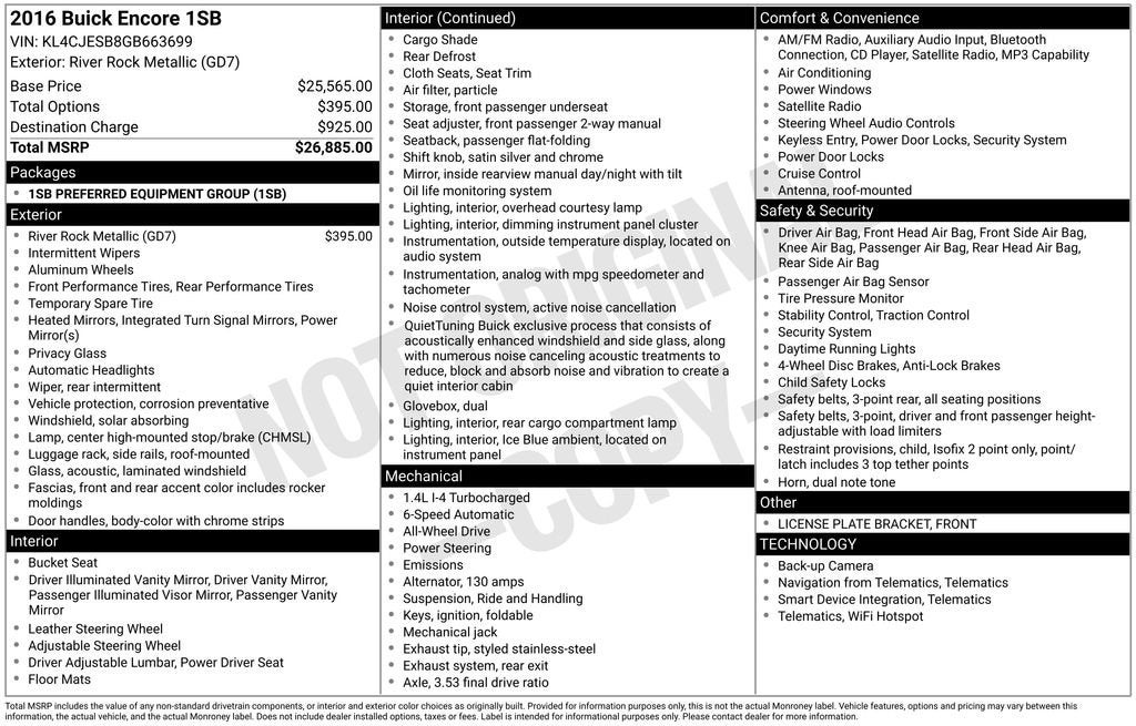 2016 Buick Encore AWD 4dr